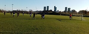 Football league match in 2021. Hackney & Leyton Sunday league match 2021.jpg