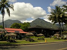 Hanalei città con veduta del Monte Na Molokama e Māmalahoa