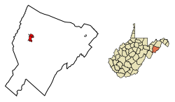 Hardy County West Virginia Incorporated and Unincorporated areas Moorefield Highlighted.svg