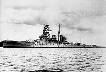 Haruna in 1935 following her second reconstruction, with a Pagoda-style superstructure