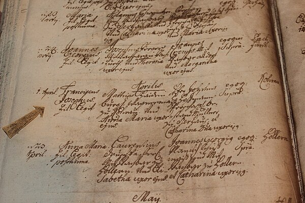 Haydn's birth register (click to enlarge) Haydn anyakonyv.jpg