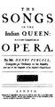 English: Henry Purcell - The Songs in the Indian Queen, London 1695