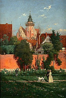 Gemälde von Hermann Dietrichs: An der Stadt­mauer von Salz­we­del in der Alt­mark