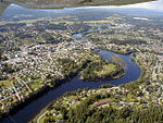 Hønefoss sett fra luften.