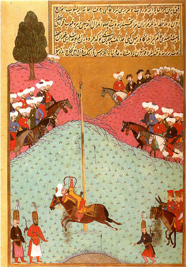 Sultan Murad II at archery practice (miniature painting from 1584)