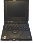 An IBM ThinkPad 1400 i Series with the integrated CD-Player and customizable multimedia access buttons
