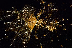 A NASA image of the Greater St. Louis area at night