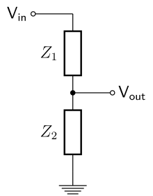 Figure 1: A simple voltage divider Impedance voltage divider.svg