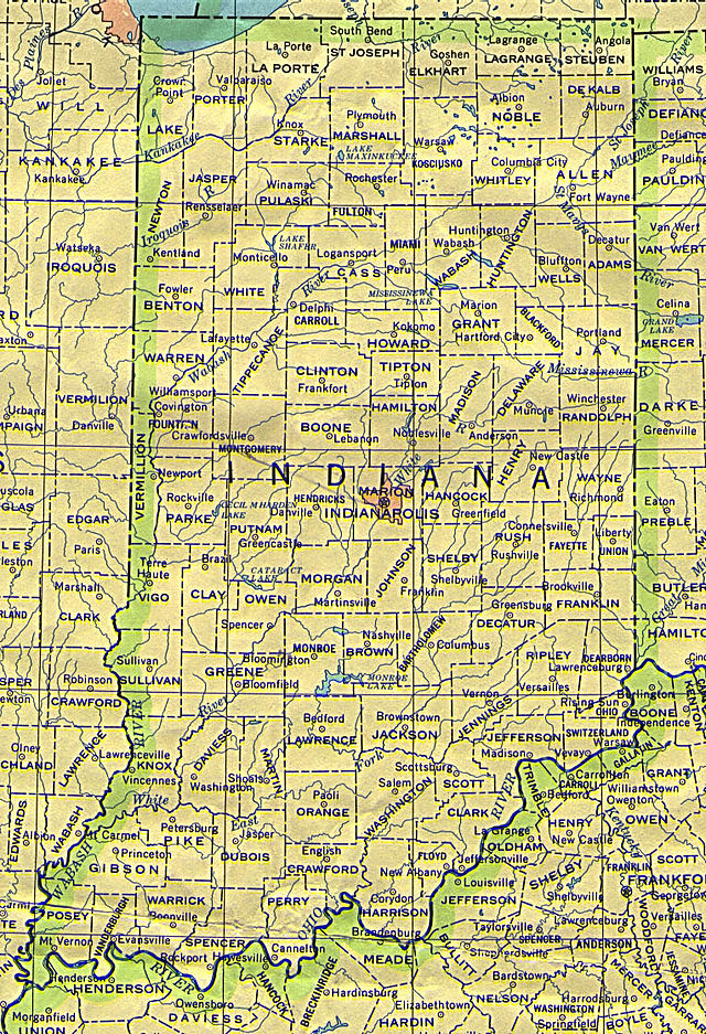 Topographische Koatn vo Indiana