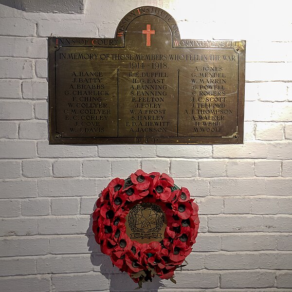 File:Inns of Court Mission Institute and Working Mens Club war memorial, Temple Church.jpg