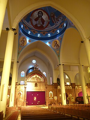 Interior of Archangel Michael's Coptic Orthodox Cathedral, Aswan (Egypt).JPG