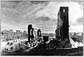 Niedergebrannt nach einem Blitzeinschlag am 10. März 1750 (Kupfer von Jonas Haas, 1751)