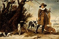 Jan van Wildens, hunting scene with a pack of dogs.