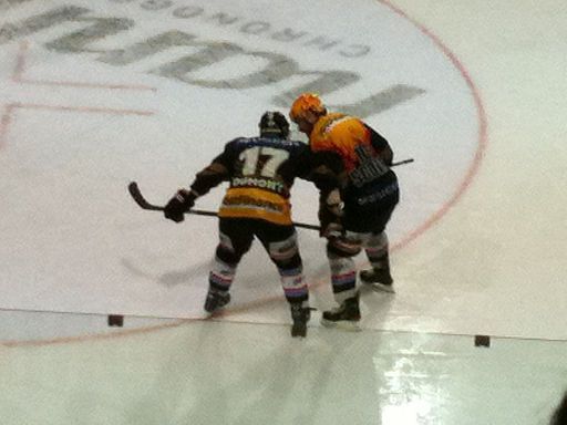 Jean-Pierre Dumont and Byron Ritchie. SC Bern, April 17, 2012