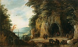 Joos de Momper (II) - Monk's Hermitage in a Cave - WGA16130.jpg