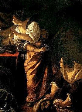 Judith dan pembantunya dengan Kepala Holofernes oleh Artemisia Gentileschi ca. 1645-1650.jpg