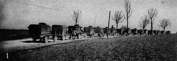 The American Ambulance Field Service convoy near Dombasle-en-Argonne in 1917