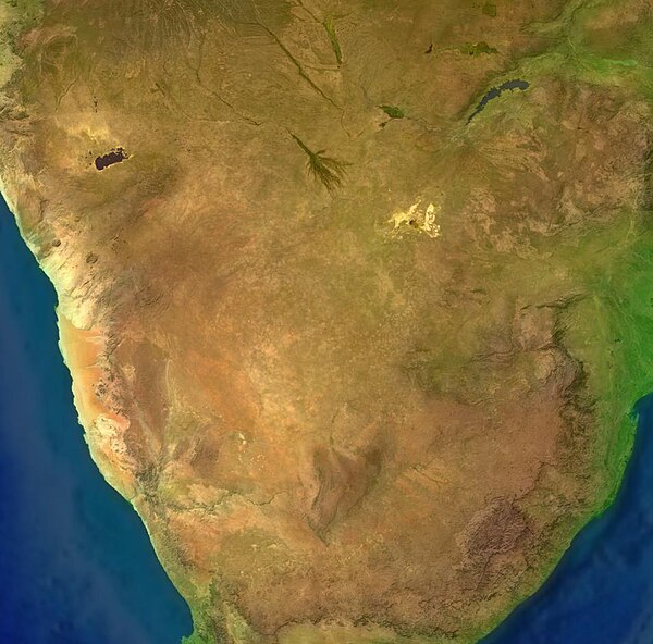 Satellietfoto van zuidelijk Afrika