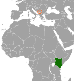 Mapa que indica las ubicaciones de Kenia y Kosovo