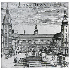 palais gouvernemental de Carinthie à Klagenfurt, gravure de 1688.