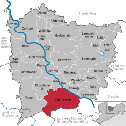 Läget för kommunen Klipphausen i Landkreis Meissen