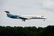 English: LX-LGX landing at Luxembourg-Findel International Airport.