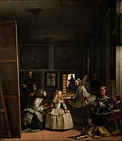 De kinigliche Famij (Las meninas, o La familia de Felipe IV) (1656), 318 cm × 276 cm, Museo del Prado, Madrid