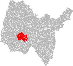 Location of the CC du Canton de Chalamont in the Ain department