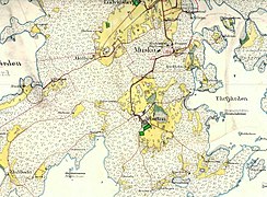 Del av Häradsekonomiska kartan från 1901 visande Arbottna och Ludvigsberg.