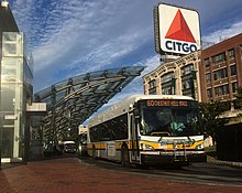 A route 60 bus at Kenmore in 2018 MBTA route 60 bus at Kenmore station, September 2018.jpg