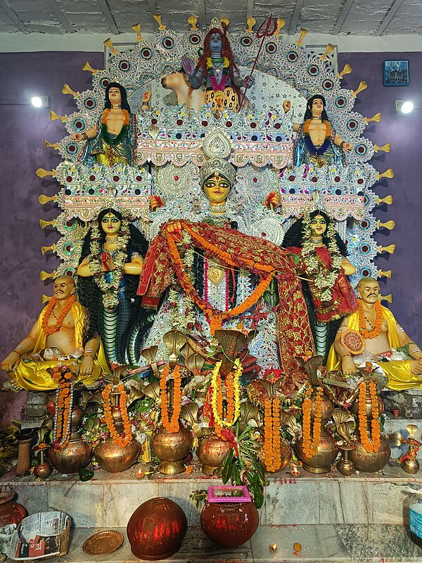 Mansa Puja(Vishari Puja),the folk festival of Anga Region, celebration in Deepnagar Chowk, Bhagalpur.