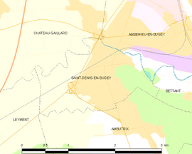 Mapa obce Saint-Denis-en-Bugey