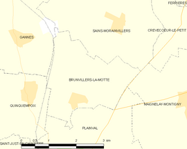 Mapa obce Brunvillers-la-Motte