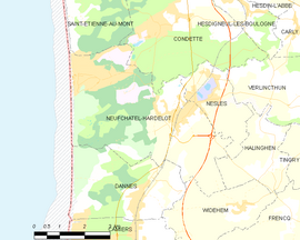 Mapa obce Neufchâtel-Hardelot