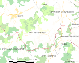Mapa obce Saint-Pierre-le-Vieux