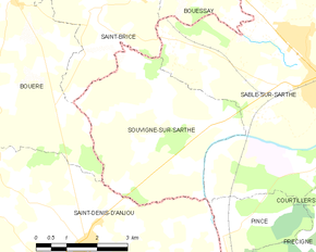 Poziția localității Souvigné-sur-Sarthe