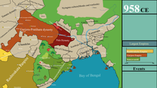 Khijjinga mandala of Bhanja dynasty in 958 CE (approximate territory border) Map of Bengal in 958 CE.png