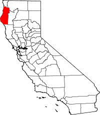 Map of California highlighting Humboldt County