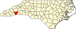 Locatie van Henderson County in North Carolina