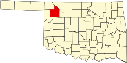 Karte von Woodward County innerhalb von Oklahoma