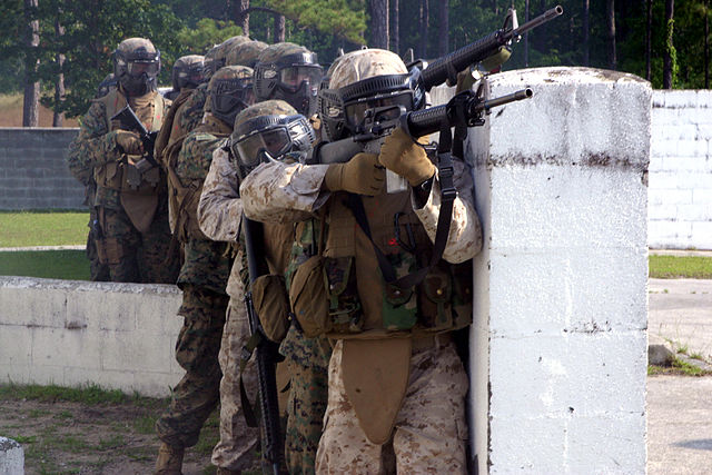 US Marines use Simunitions during urban warfare training.