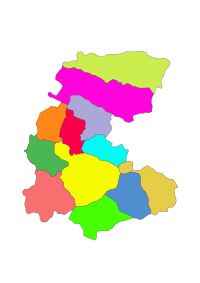 Farahanski okrug na karti Markazija (označen crvenom u centru)