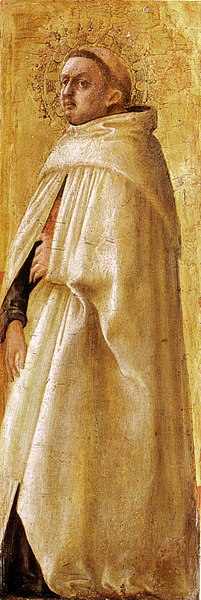 File:Masaccio, polittico di pisa, santo carmelitano imberbe, berlino, 38x12 cm.jpg