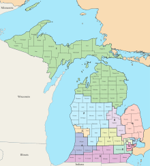 Michigan Congressional Districts, 118th Congress.svg