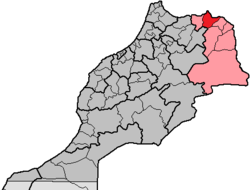 Ligging van Nador-provinsie in Oriental-regio in Marokko