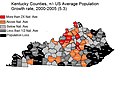 Population growth is centered along and between interstates I-65 and I-75.