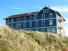 The New Cliff House (Sylvia Beach Hotel) in Nye Beach is on the National Register of Historic Places. New Cliff House - Newport Oregon.jpg