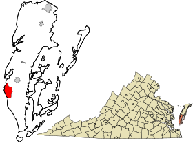 Northampton County Virginia incorporated and unincorporated areas Cape Charles highlighted.svg