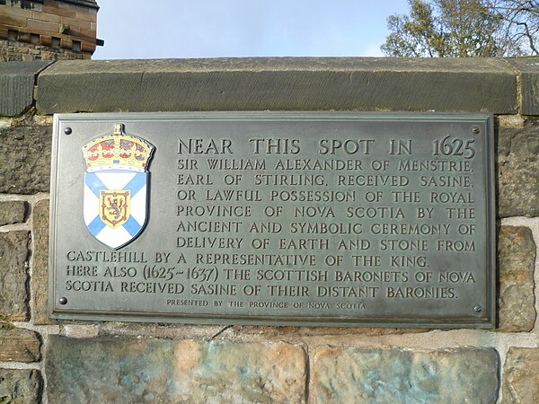 Nova Scotia plaque on the esplanade of Edinburgh Castle.