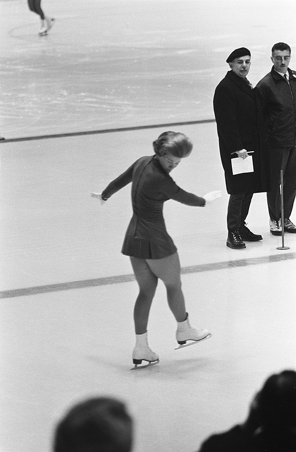 Dutch Figure Skater Sjoukje Dijkstra practicing at the 1964 Olympics
